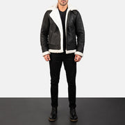 Francis B-3 Negro Cazadora Bomber de Cuero para Hombre – Vista alternativa del producto 3