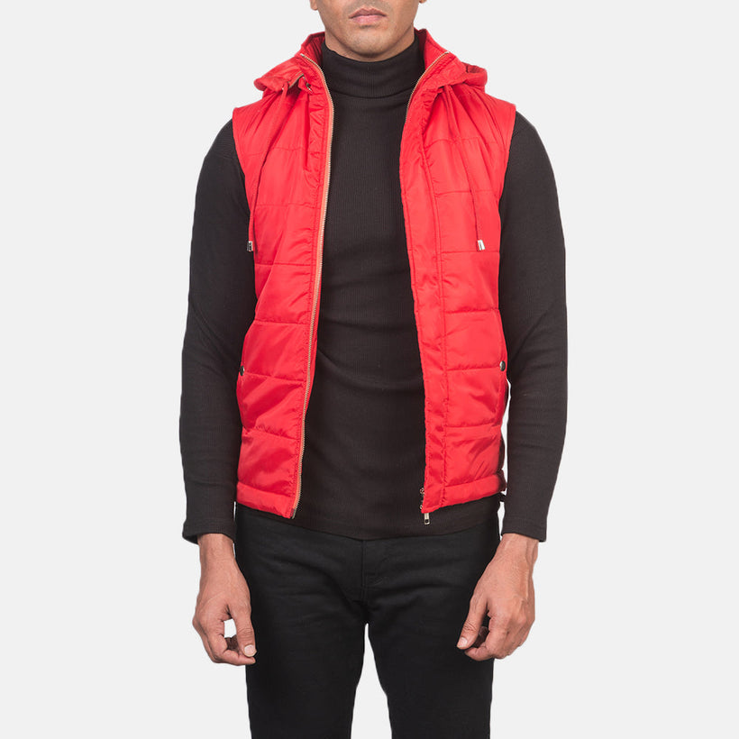 Fuston Rojo Chaleco acolchado con capucha para Hombre