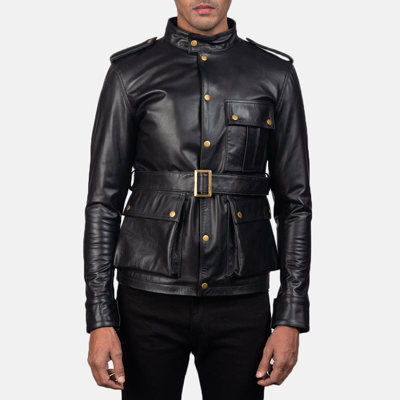 Germain Negro Chaqueta de Cuero para Hombre