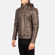 Brown Cowhide Leather Biker Jacket - Vista trasera con ajuste entallado en hombros y bajo impecable