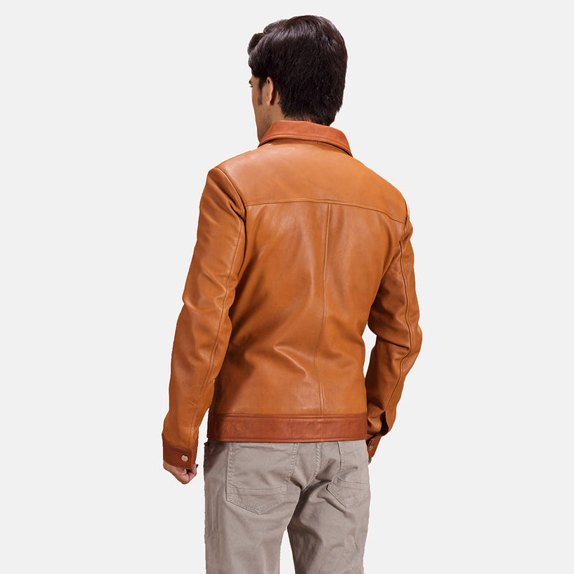 Hubert Tostado Marrón Chaqueta de Cuero para Hombre