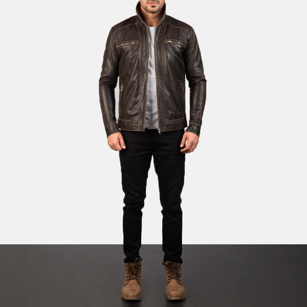 Hudson Chaqueta Biker de Cuero para Hombre – Vista alternativa del producto 3