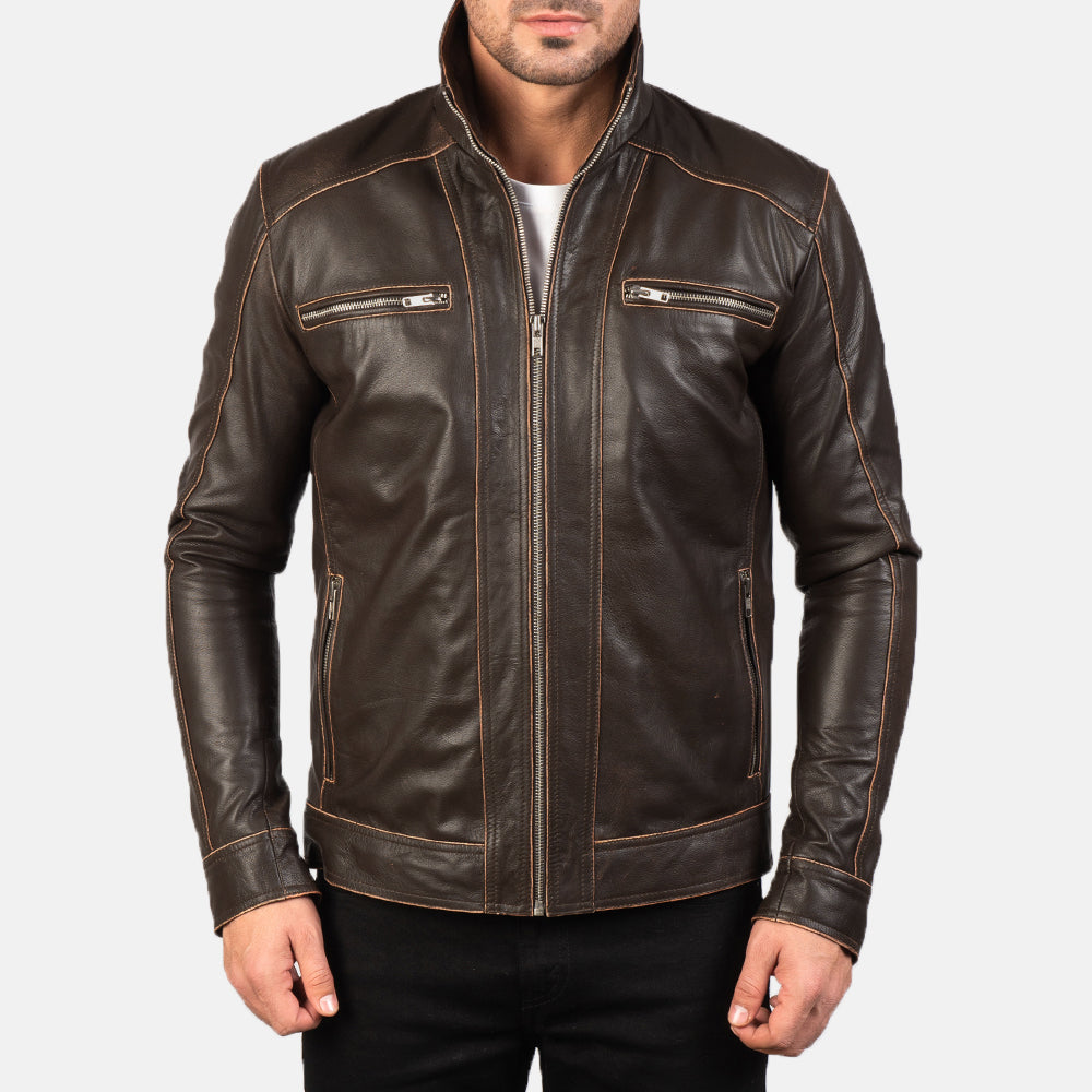 Hudson Chaqueta Biker de Cuero para Hombre – Vista alternativa del producto 4