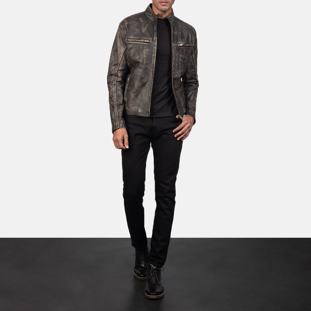 Ionic Chaqueta Biker de Cuero para Hombre – Vista alternativa del producto 4