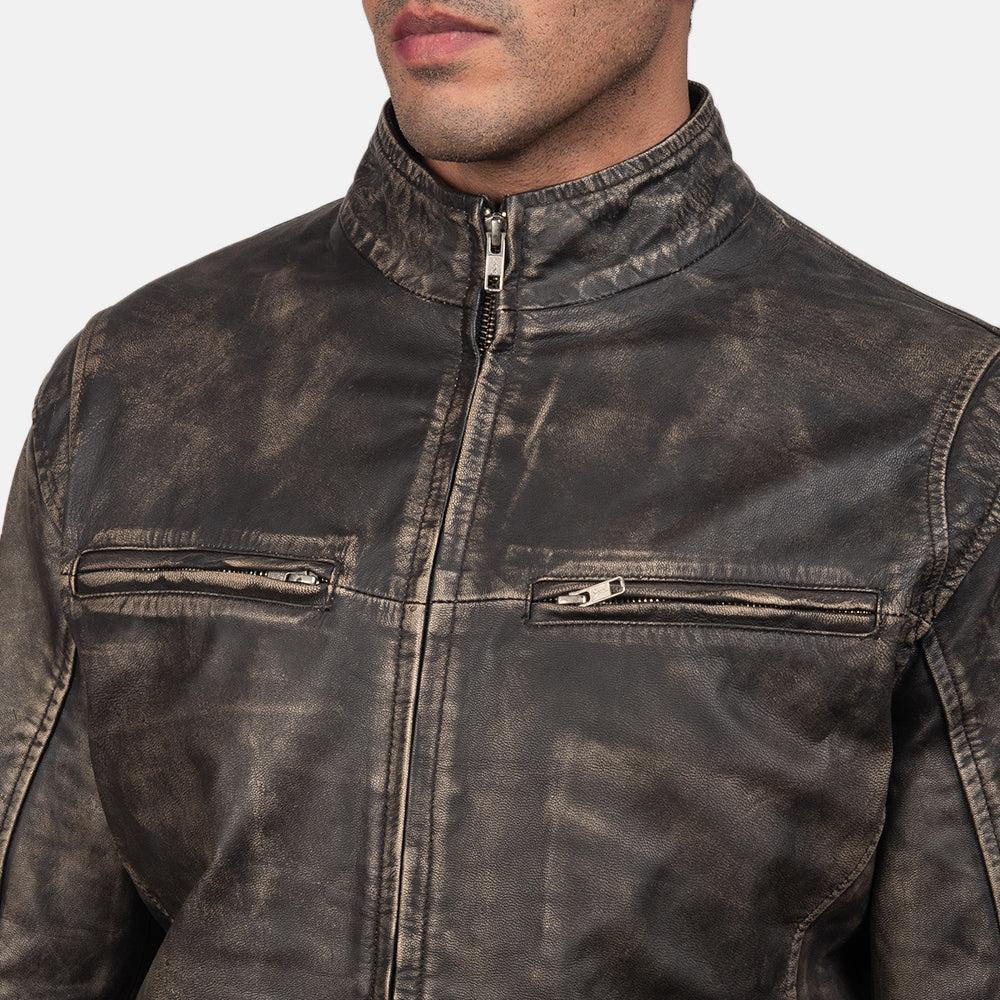 Ionic Chaqueta Biker de Cuero para Hombre – Vista alternativa del producto 5
