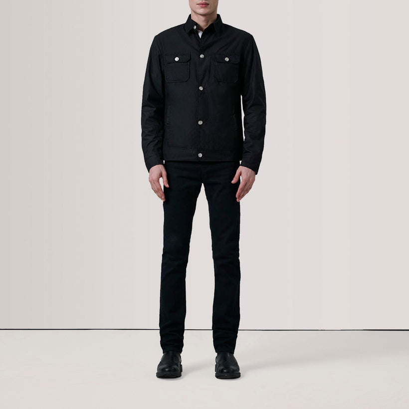 Irwin Negro Waxed Canvas Field Chaqueta de Cuero para Hombre