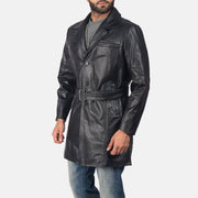 Black Cowhide leather Coat - Vista trasera con ajuste entallado en hombros y bajo impecable