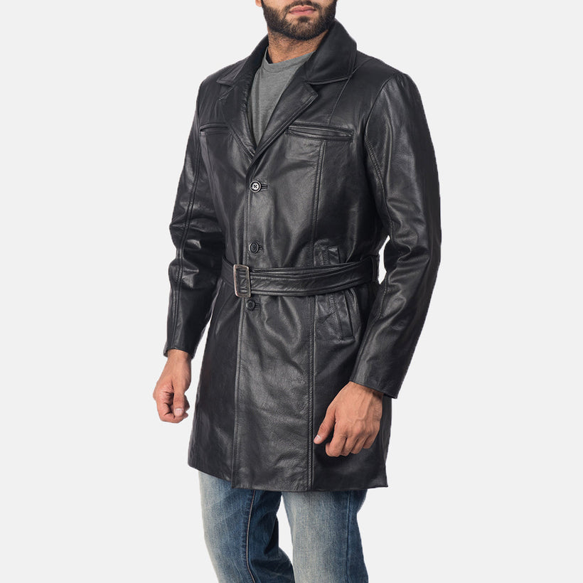 Jordan Negro Abrigo de Cuero para Hombre