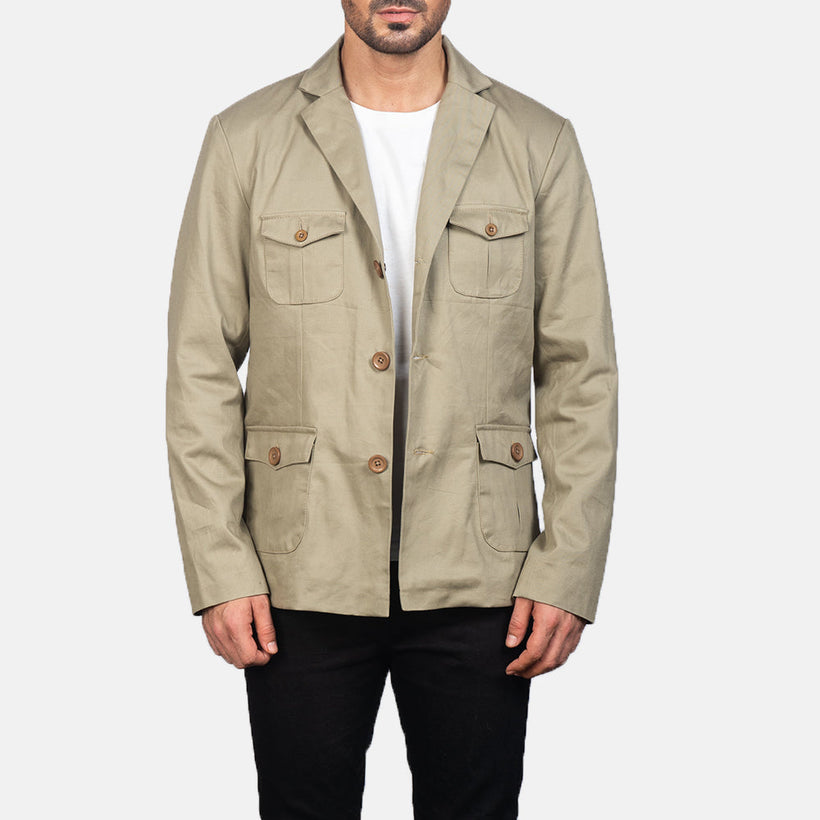 Kajetan Beige Safari Chaqueta de Cuero para Hombre