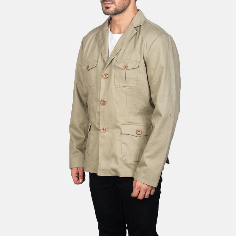 Kajetan Beige Safari Chaqueta de Cuero para Hombre