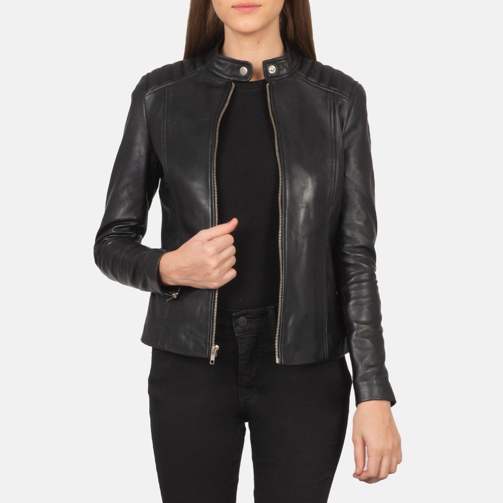 Kelsee Chaqueta Biker de Cuero para Mujer – Vista alternativa del producto 1