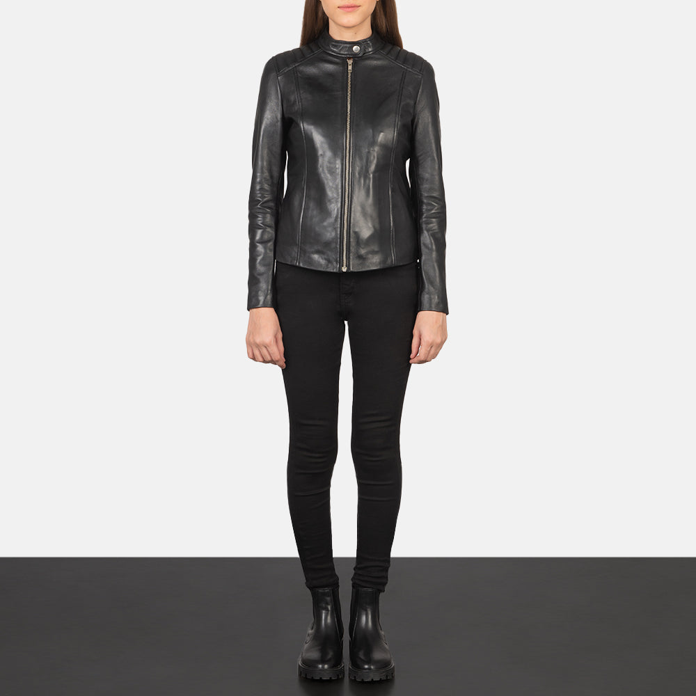 Kelsee Chaqueta Biker de Cuero para Mujer – Vista alternativa del producto 4