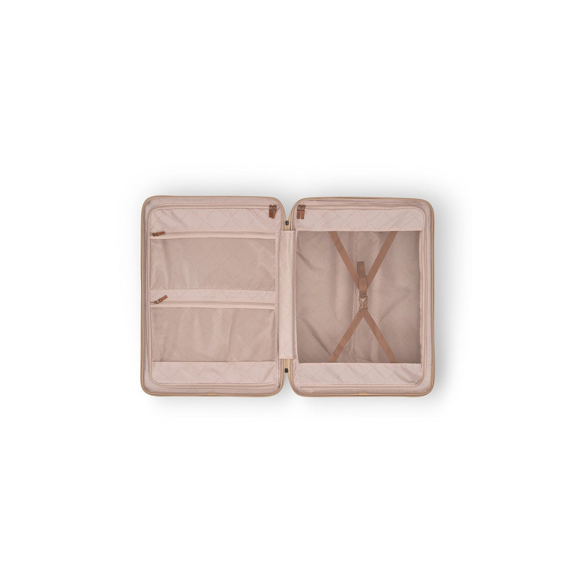 Detalle de cerca of Classic Collar &amp; Heavy-Duty Zipper Hardware on Large Suitcase Zuna para Mujer