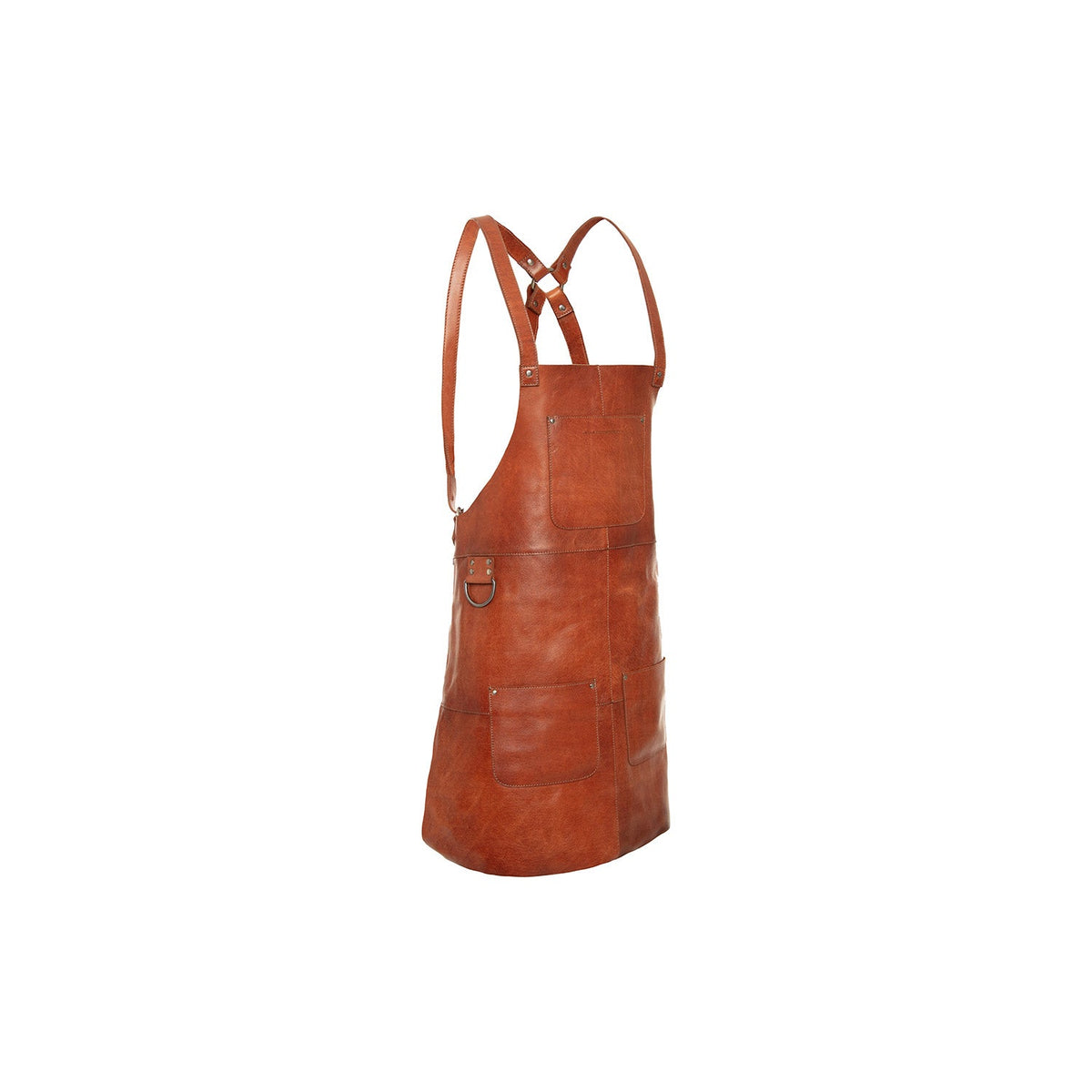 Leather Apron Churrasco para Mujer in Classic 100% Full-Grain Leather - Vista frontal y silueta a medida | Comprar online