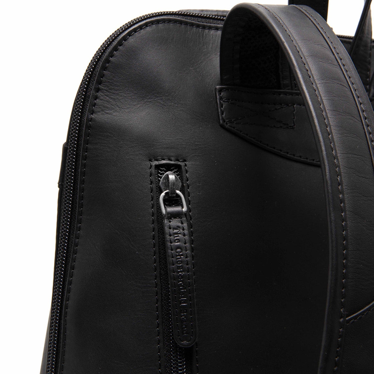 Tigris Full-Grain Leather Backpack para Mujer - Structured Side Profile Showing Gusset Depth &amp; Expansion Capacity