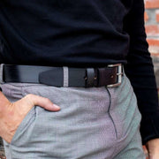Aayden Full-Grain Cinturón de Cuero para Hombre - Structured Side Profile Showing Gusset Depth &amp; Expansion Capacity