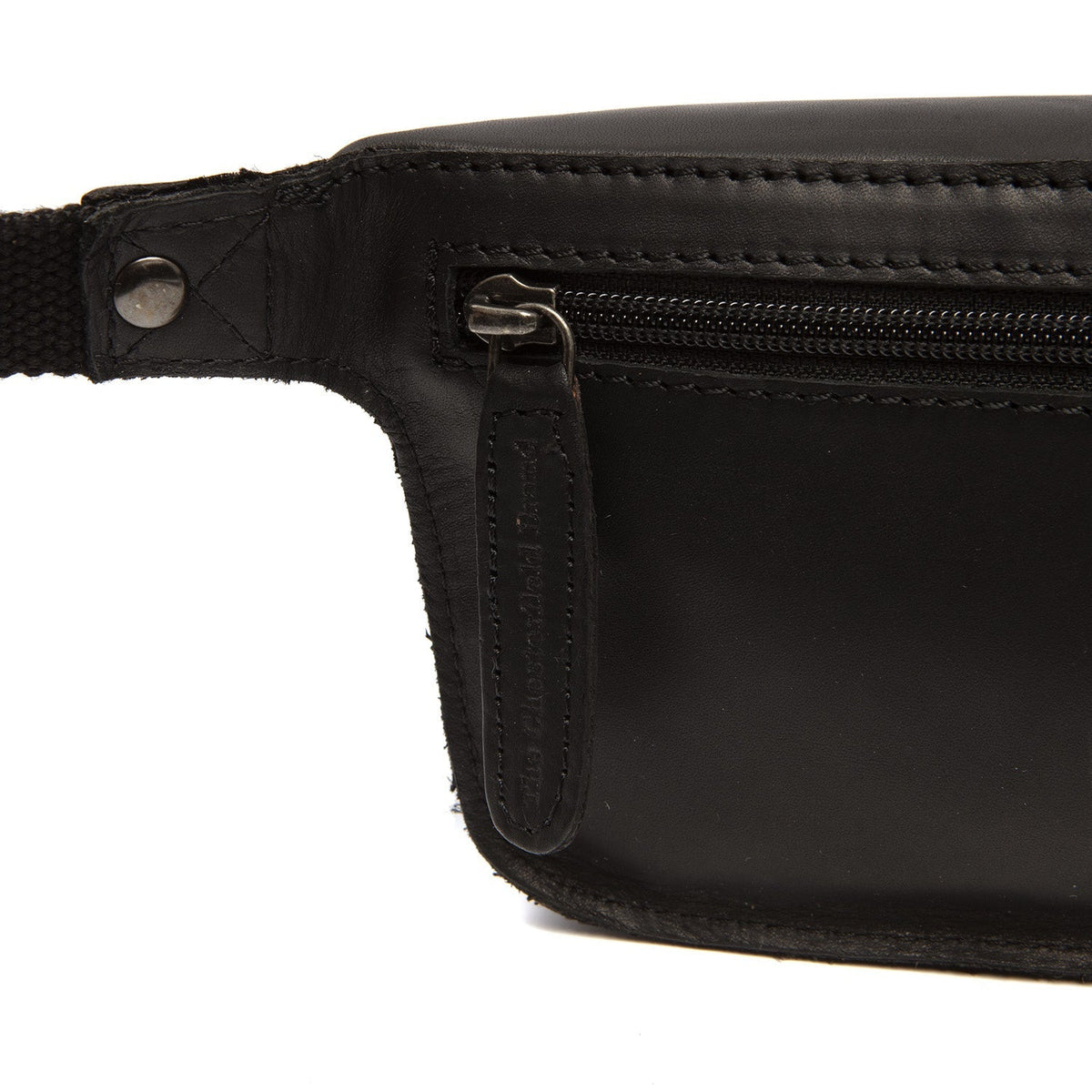 Solid Antique Brass Hardware &amp; Heavy-Duty Dual Zipper Detail on Toronto Full-Grain Cinturón de Cuero Bag para Mujer