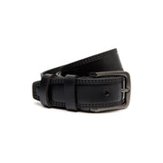Manovo Full-Grain Cinturón de Cuero para Hombre in Classic 100% Full-Grain Leather - Full Exterior Front Profile View | Comprar online