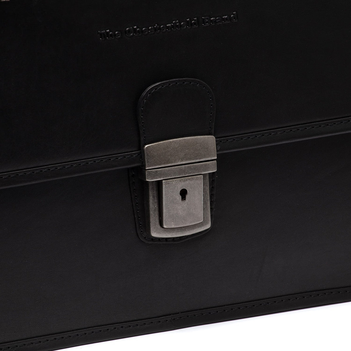 
Classic 100% Full-Grain leather Briefcase - Perspectiva trasera con correas de cuero reforzadas
