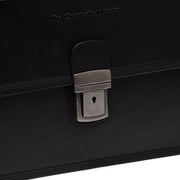 
Classic 100% Full-Grain leather Briefcase - Perspectiva trasera con correas de cuero reforzadas