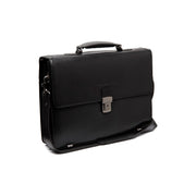 Salvatore Full-Grain Leather Briefcase para Hombre in Classic 100% Full-Grain Leather - Full Exterior Front Profile View | Comprar online