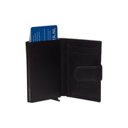 Solid Antique Brass Hardware &amp; Heavy-Duty Dual Zipper Detail on Hannover Full-Grain Leather Card Holder para Mujer