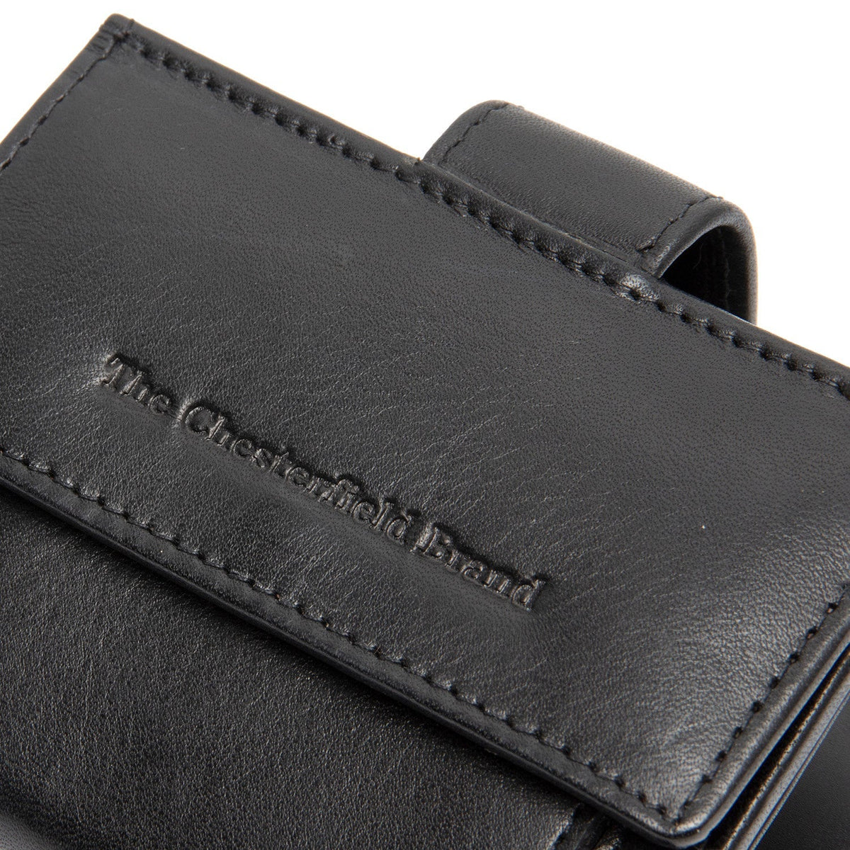 Solid Antique Brass Hardware &amp; Heavy-Duty Dual Zipper Detail on Lesina Full-Grain Leather Card Holder para Mujer