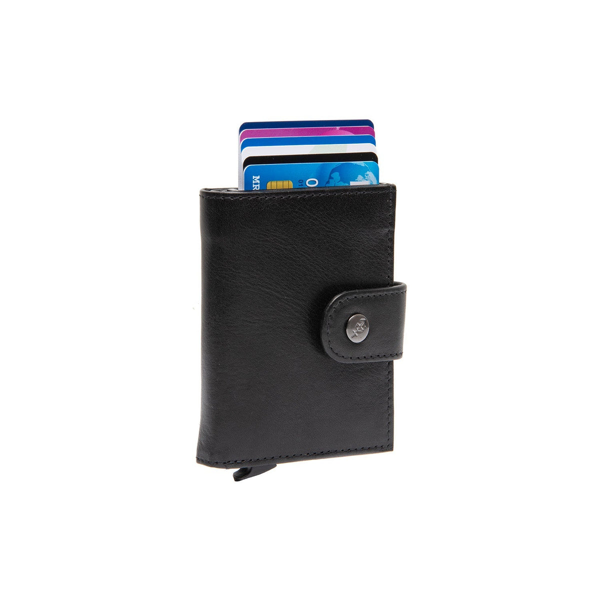 Lesina Full-Grain Leather Card Holder para Mujer in Classic 100% Full-Grain Leather - Full Exterior Front Profile View | Comprar online