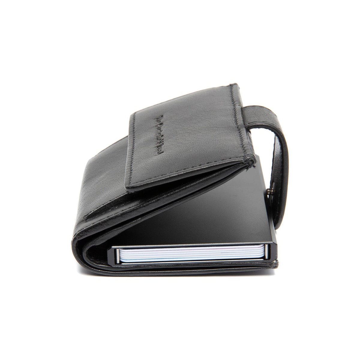Lesina Full-Grain Leather Card Holder para Mujer - Structured Side Profile Showing Gusset Depth &amp; Expansion Capacity