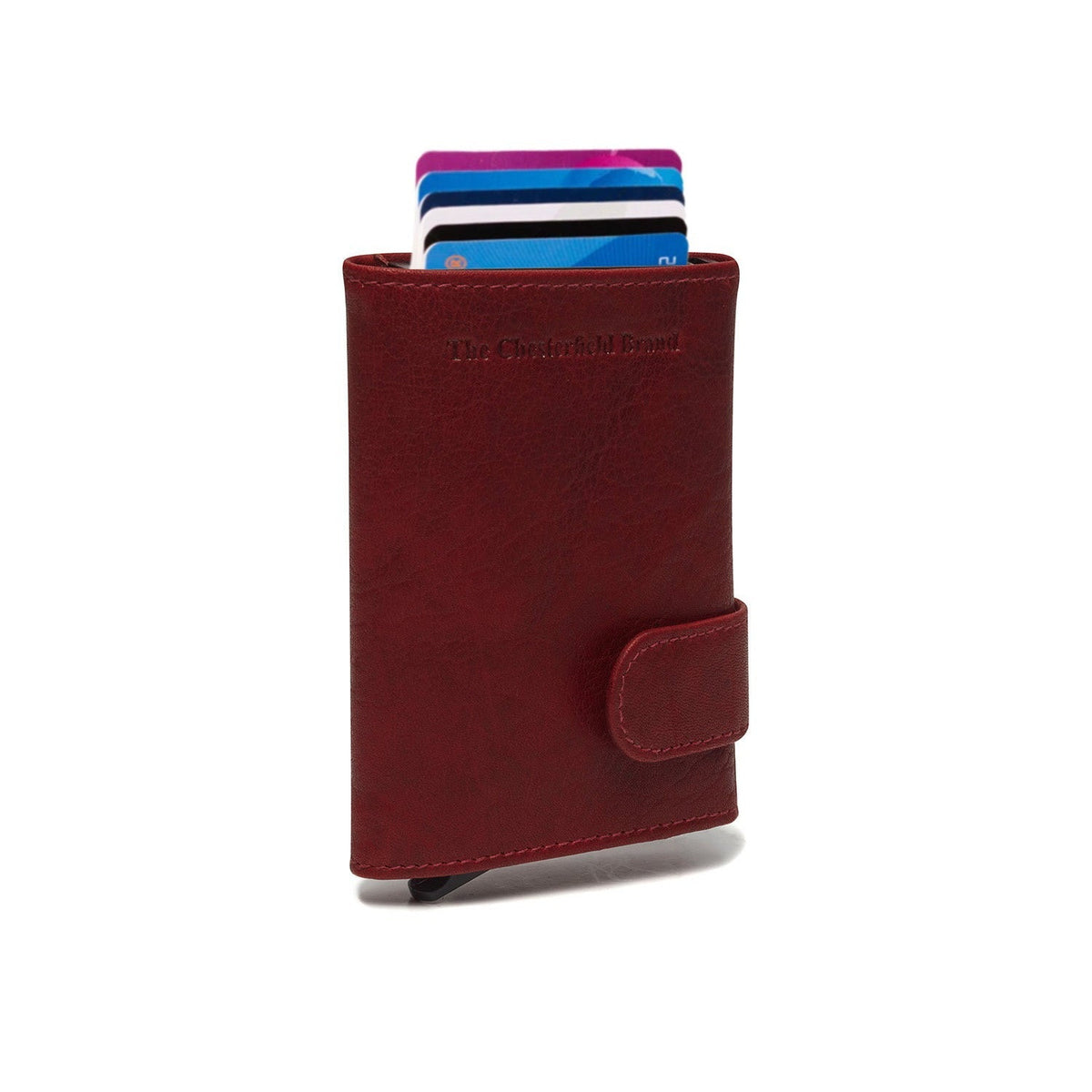 
Red Leather Card Holder Portland, front view