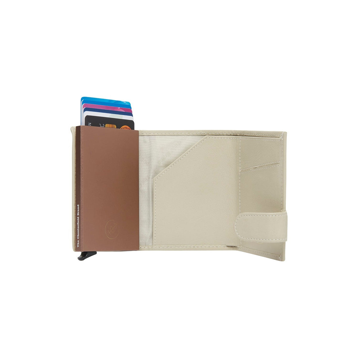 Sabana Full-Grain Leather Card Holder para Mujer - Structured Side Profile Showing Gusset Depth &amp; Expansion Capacity