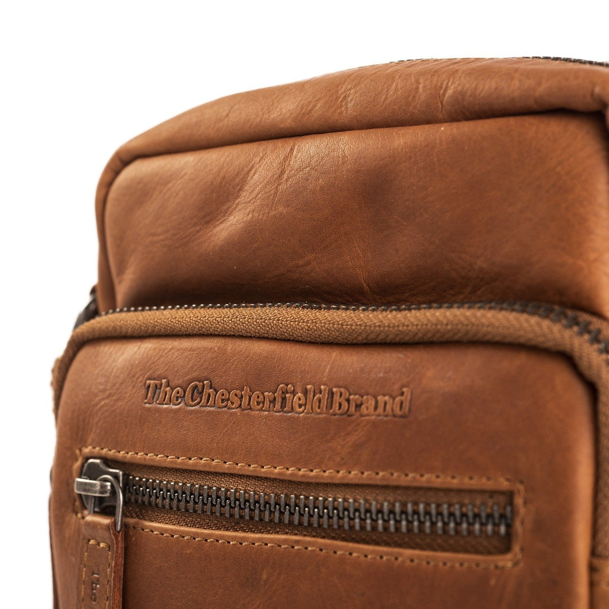 
Cognac Leather Crossbody Bag Bremen, detail view 1