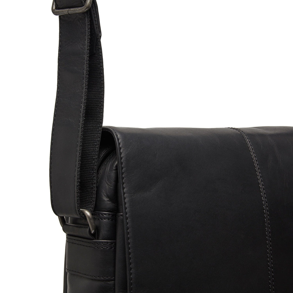 Raphael Full-Grain Leather Crossbody Bag para Hombre - Structured Side Profile Showing Gusset Depth &amp; Expansion Capacity