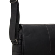 Raphael Full-Grain Leather Crossbody Bag para Hombre - Structured Side Profile Showing Gusset Depth &amp; Expansion Capacity