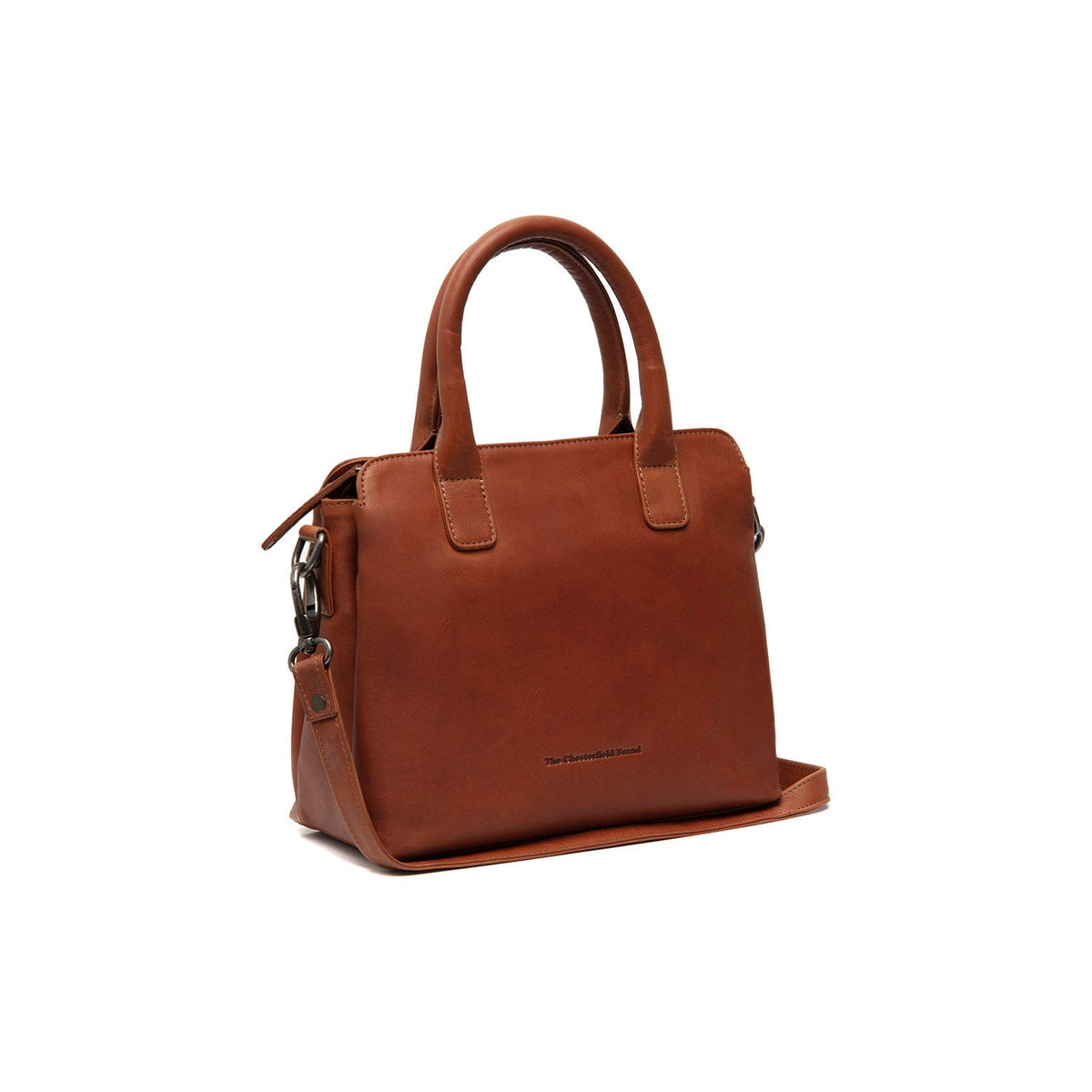 Tailored Rib Cuffs &amp; Hem Craftsmanship Construction Detail on Hermosa Full-Grain Leather Handbag para Mujer