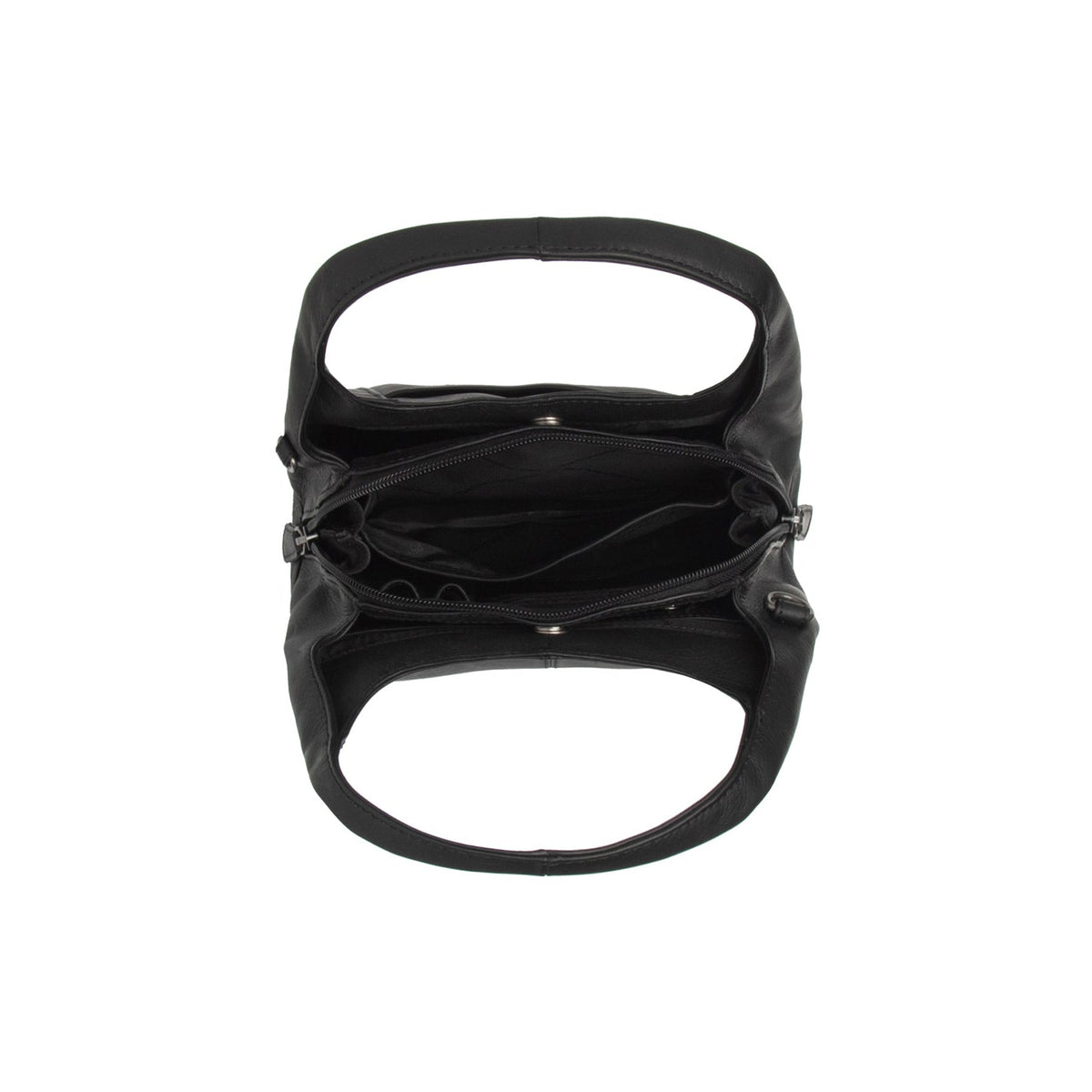 
Vista de detalle of Classic Collar & Heavy-Duty Zipper Hardware on Lunera Bolso de mano de cuero flor