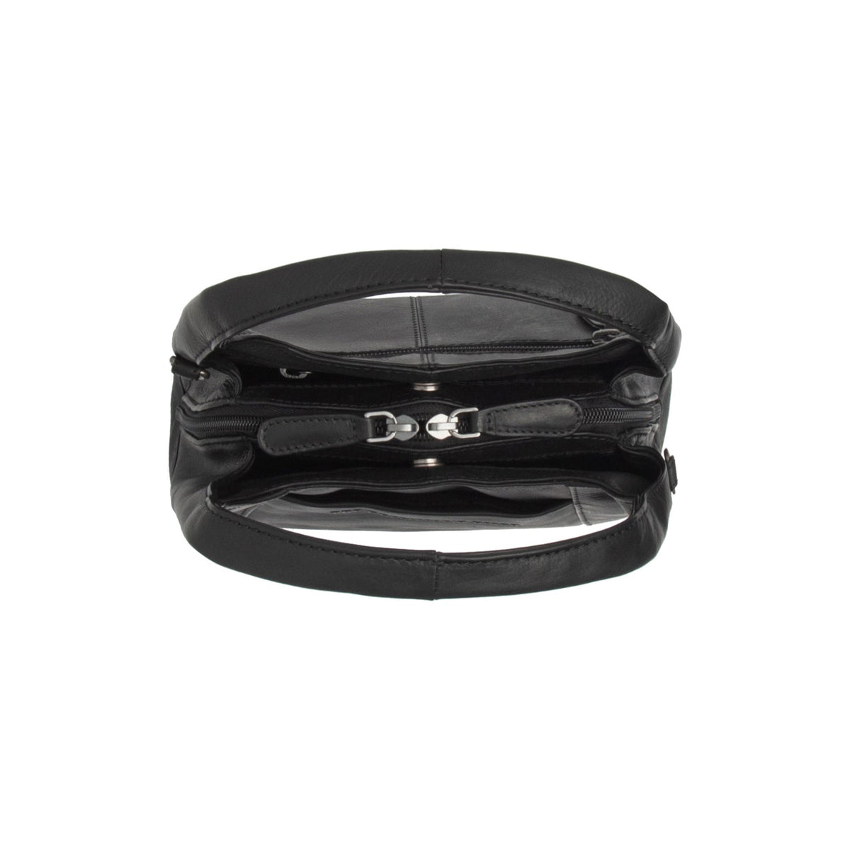 
Lunera Bolso de mano de cuero flor - Vista lateral mostrando el corte ergonómico de mangas