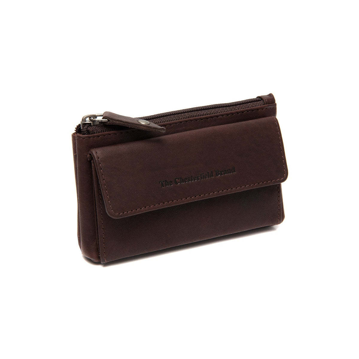 Tailored Rib Cuffs &amp; Hem Craftsmanship Construction Detail on Violette Full-Grain Leather Key Case para Mujer