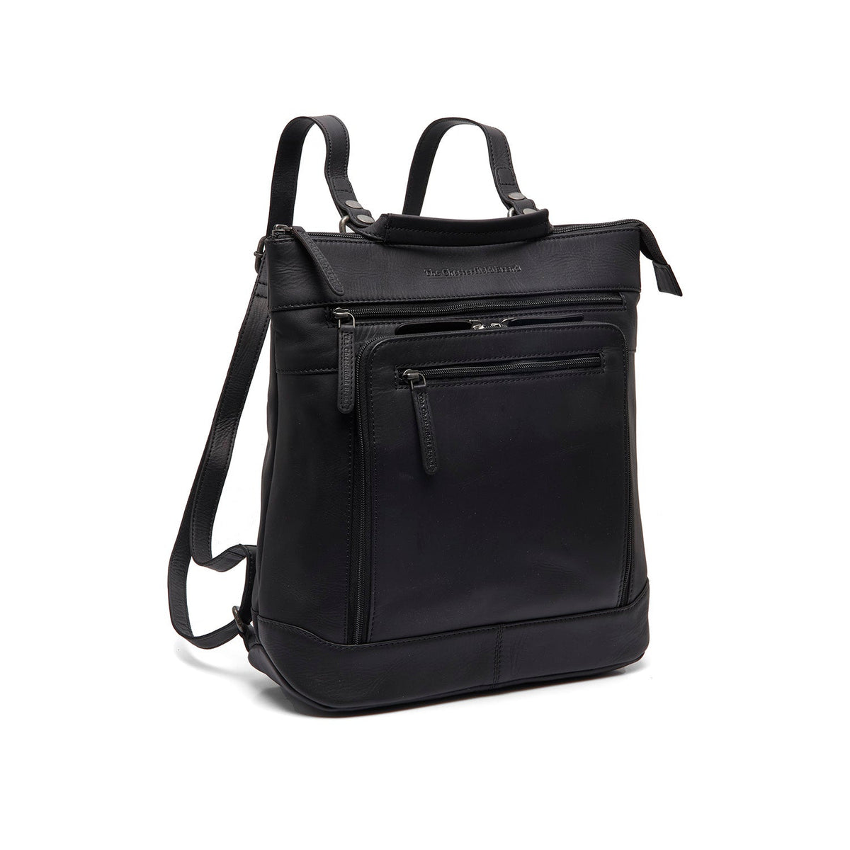 Caldero Full-Grain Leather Laptop Backpack para Mujer in Classic 100% Full-Grain Leather - Full Exterior Front Profile View | Comprar online