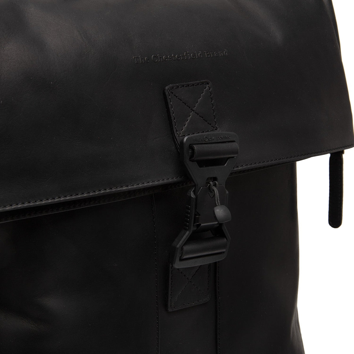 
Solid Antique Brass Hardware & Heavy-Duty Dual Zipper Detail on Savona Mochila de cuero flor para portátil