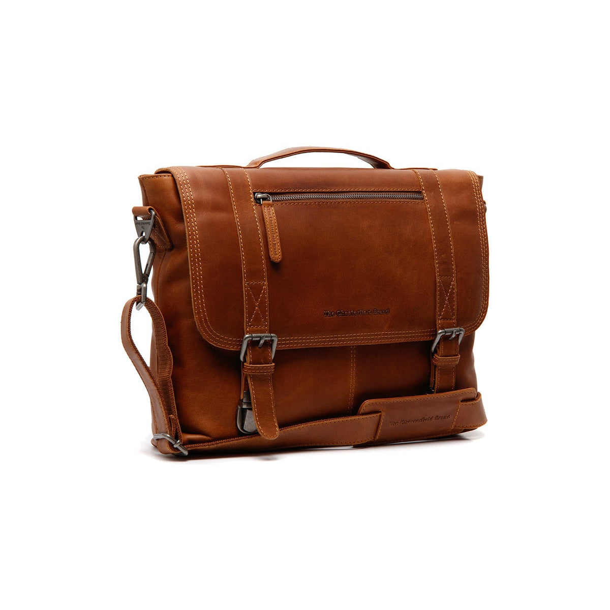 Veneto Full-Grain Leather Laptop Bag para Mujer in Classic 100% Full-Grain Leather - Full Exterior Front Profile View | Comprar online