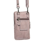 Tailored Rib Cuffs &amp; Hem Craftsmanship Construction Detail on Salta Full-Grain Leather Phone Bag para Mujer