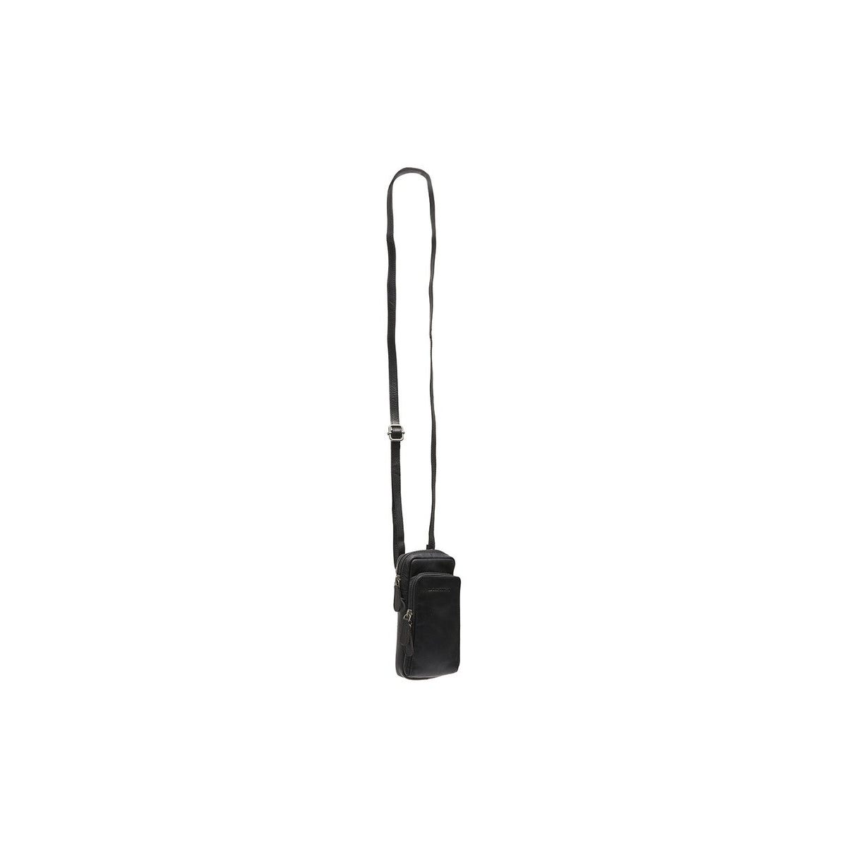 Detalle de cerca of Classic Collar &amp; Heavy-Duty Zipper Hardware on Valdes Full-Grain Leather Phone Bag para Mujer