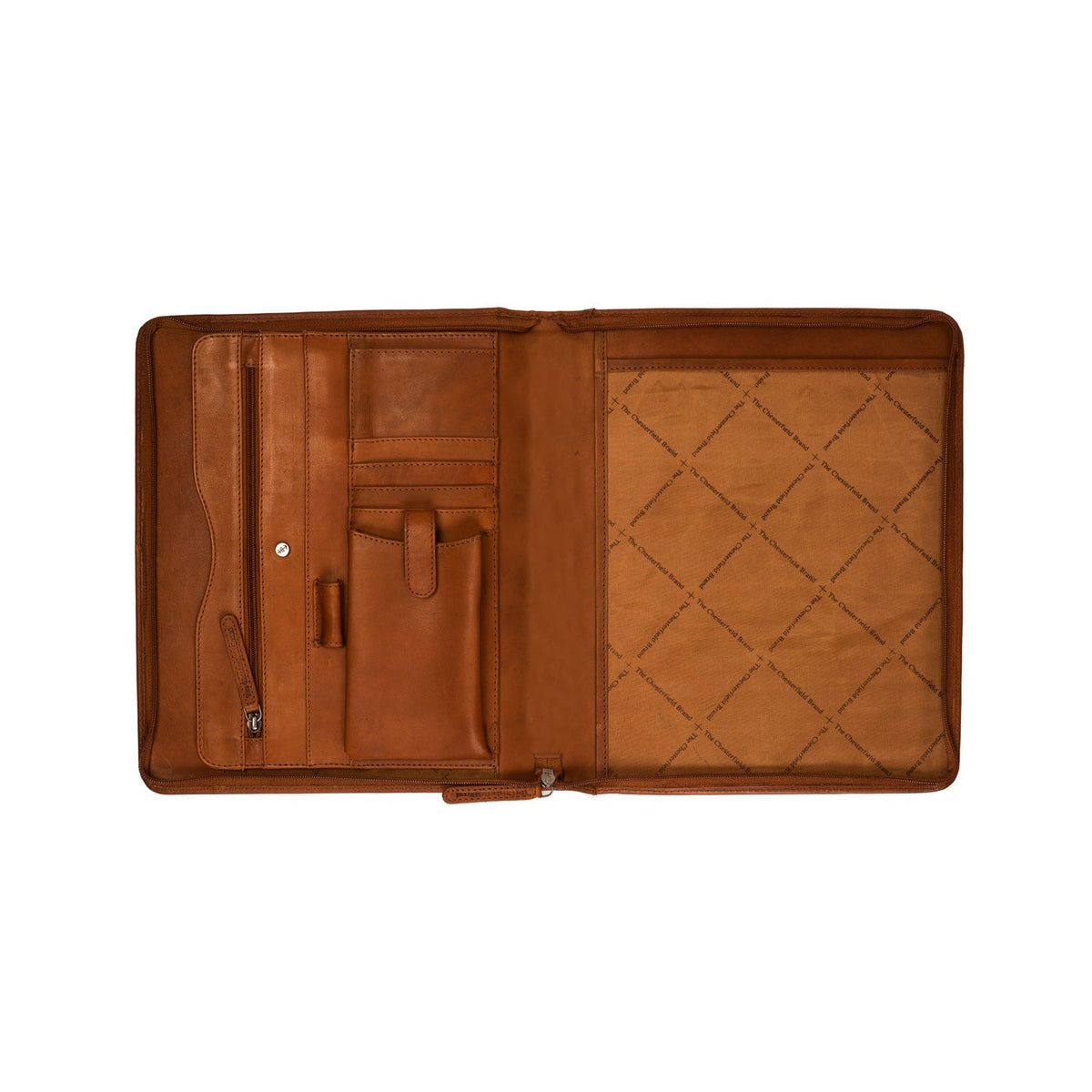 Cognac Leather Portfolio Barnet para Mujer, detail view 1