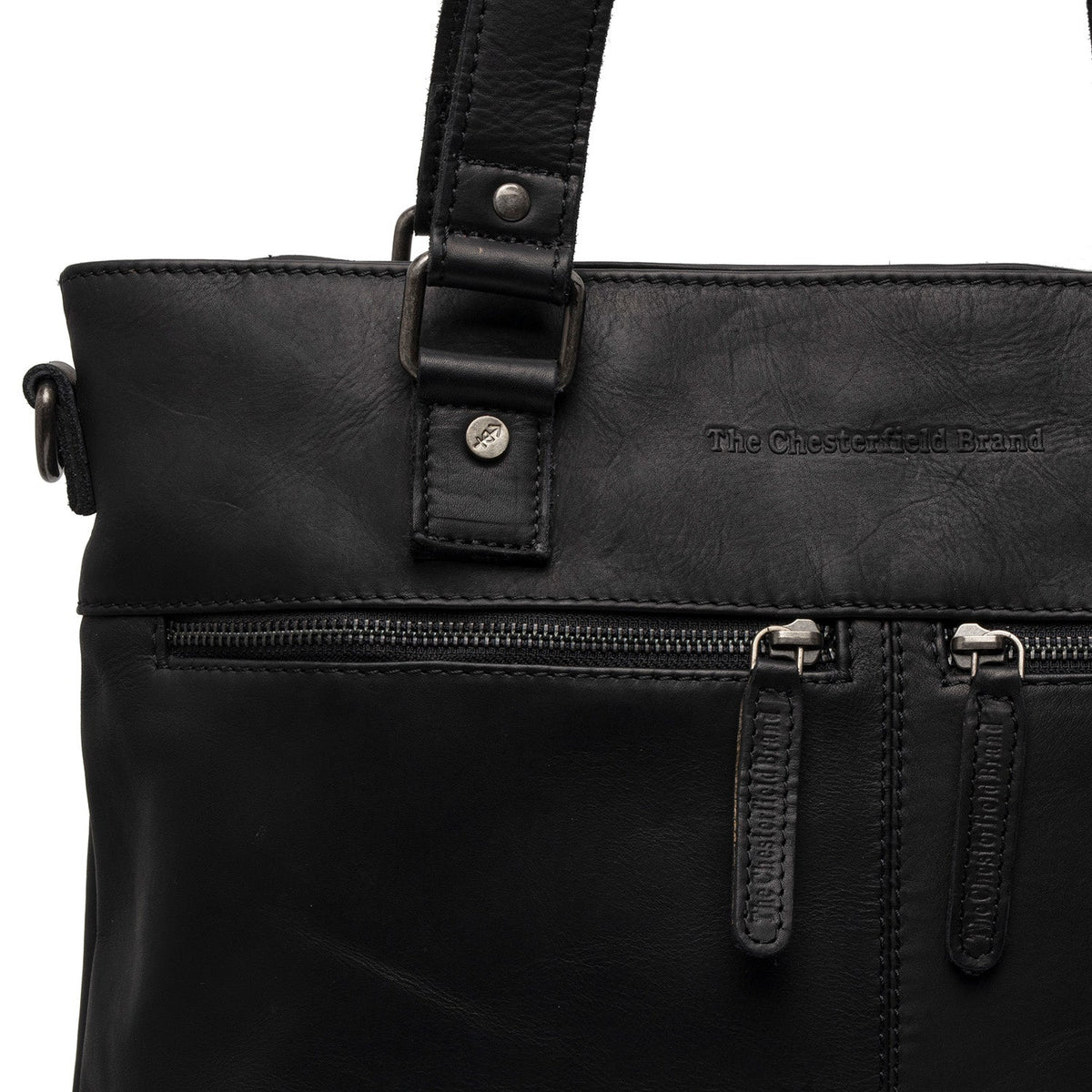 Solid Antique Brass Hardware &amp; Heavy-Duty Dual Zipper Detail on Rome Full-Grain Leather Shopper para Mujer