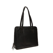 Flint Full-Grain Leather Shoulder Bag in Classic 100% Full-Grain Leather - Full Exterior Front Profile View | Comprar online