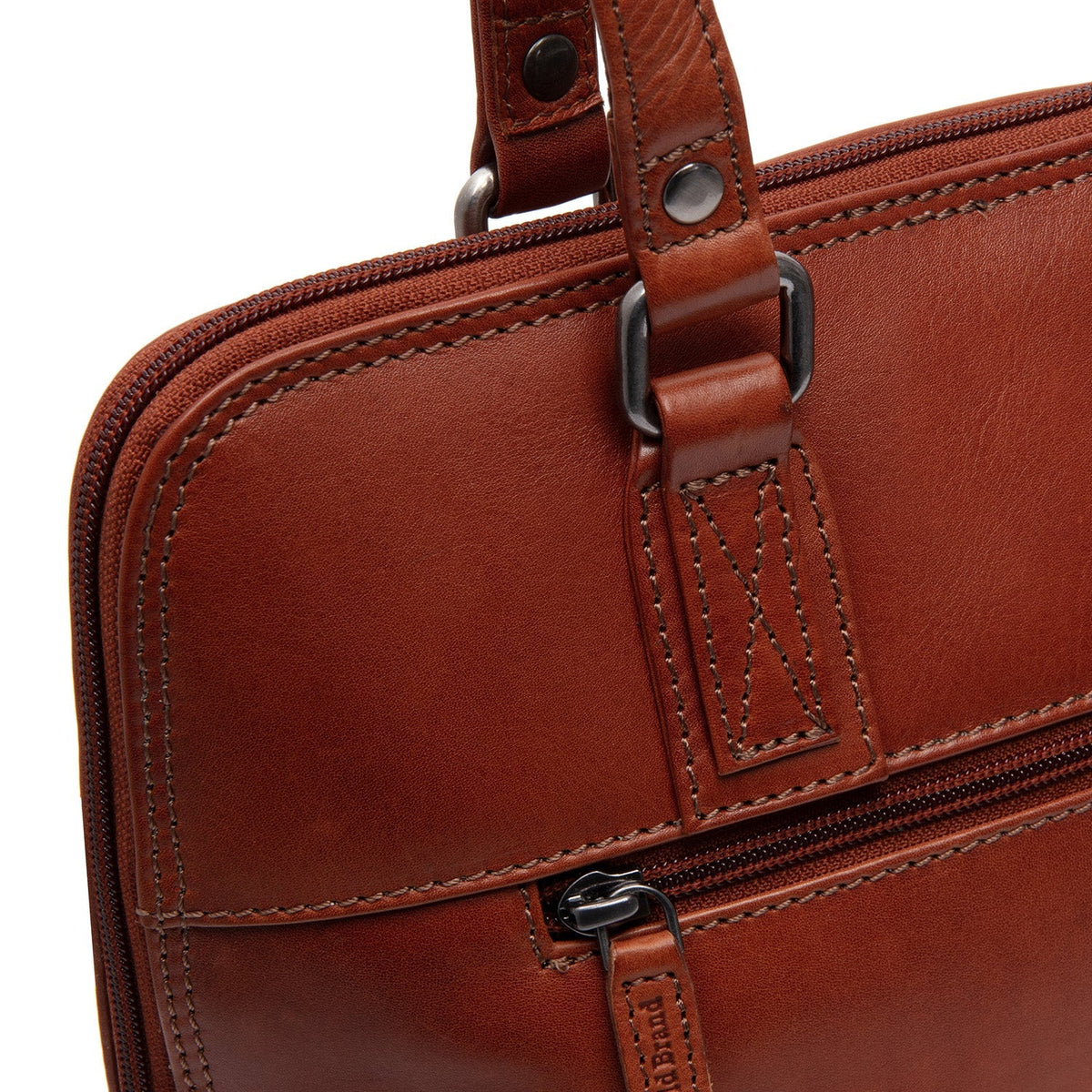 Cognac Leather Shoulder Bag Viamonte, detail view 5