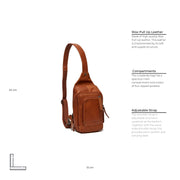 Cognac Leather Sling Bag Riga para Mujer, detail view 6
