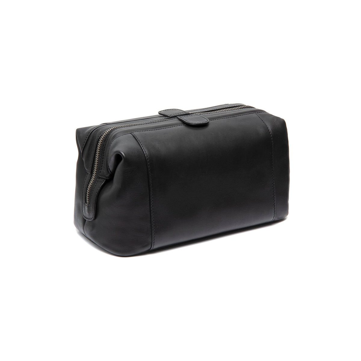Tailored Rib Cuffs &amp; Hem Craftsmanship Construction Detail on Biassa Full-Grain Leather Toiletry Bag para Mujer
