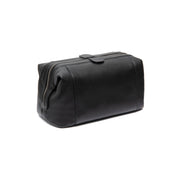 Tailored Rib Cuffs &amp; Hem Craftsmanship Construction Detail on Biassa Full-Grain Leather Toiletry Bag para Mujer